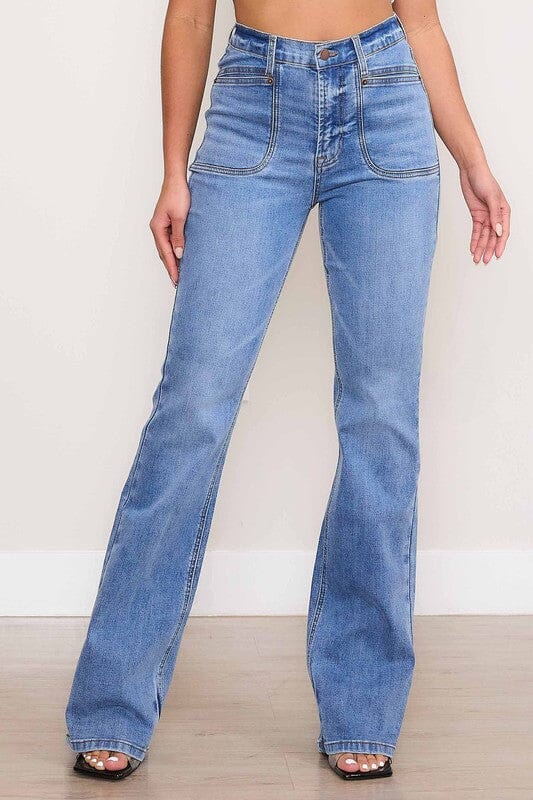 Vibrant M.I.U Square Pocket Bootcut Jeans square pocket jeans Vibrant M.i.U Medium Stone 1 