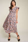 Vintage Garden Floral Flutter Smocking Midi Dress Davi & Dani 