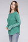 Washed Baby Waffle Top waffle ribbed shirt ZENANA K GREEN S 