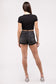 Washed Black Cuffed Raw Hem Denim Shorts ZENANA 