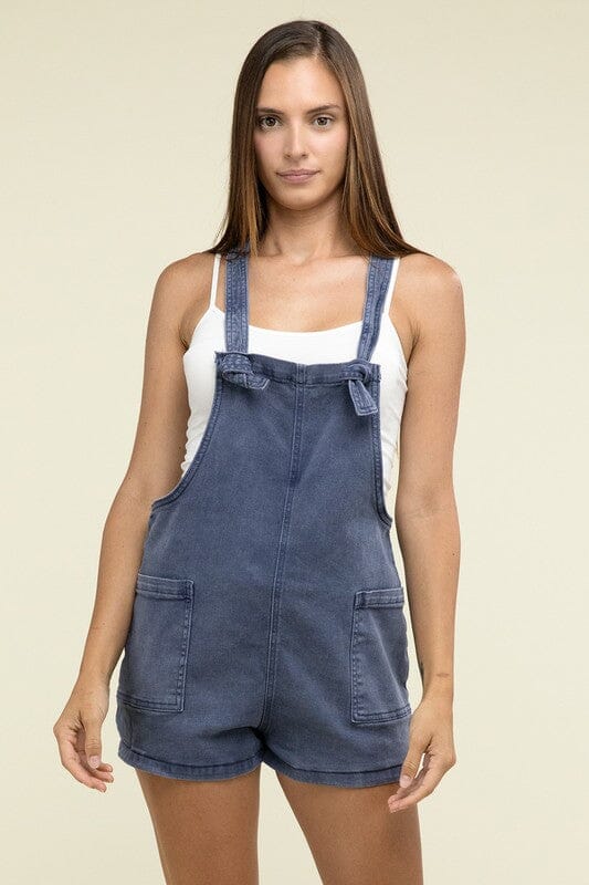 Washed Knot Strap Romper ZENANA 