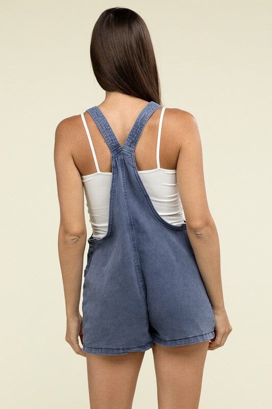 Washed Knot Strap Romper ZENANA 