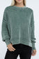 Washed Side Slit Oversized Cropped Sweater ZENANA DK GREEN S/M 