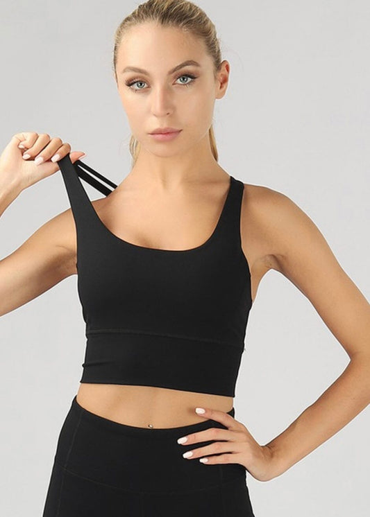 Work It Strappy Back Crop Top strappy sports bra OTOS Active Black S 