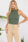 Yelete Always Classy Ribbed Mock Neck Tank tank top Yelete Dark Olive S/M 