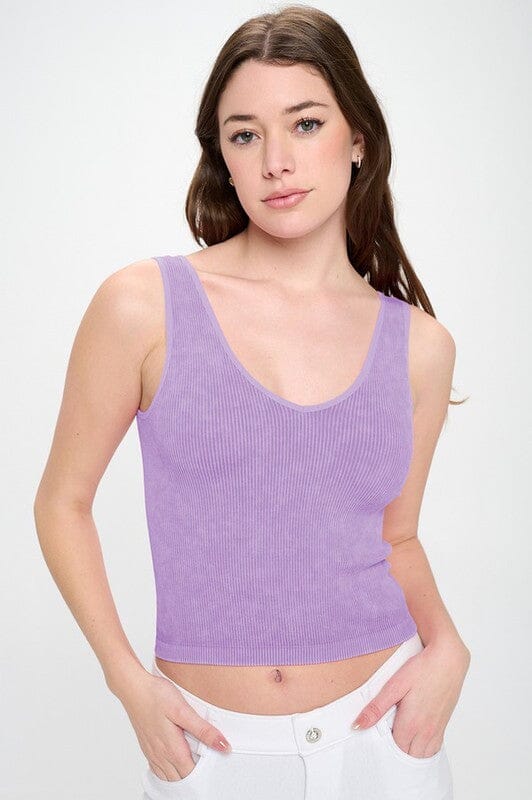 Yelete Reversible Stonewashed Ribbed Tank reversibke tank Yelete lavender OS 