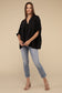 Zenana V-Neck Puff Half Sleeve Top flutter balloon sleeve blouse ZENANA 