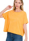 Acid Wash Raw Hem Crop Tee tee ZENANA YELLOW GOLD S/M 