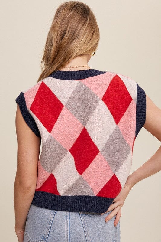 Argyle Cropped Sweater Vest sweater vest Listicle 