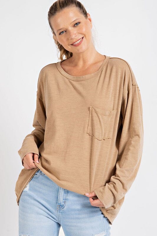 Athleisure Pocket Slub Top Rae Mode Camel M 