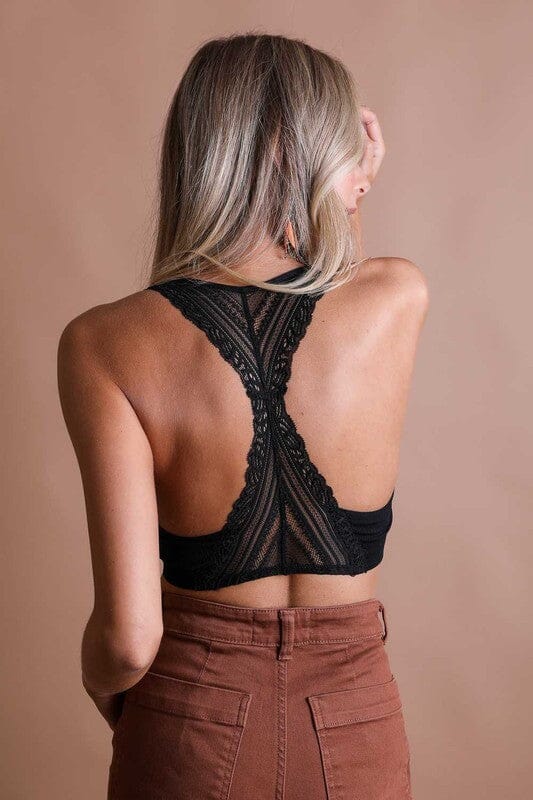 Bashful Lace Racerback Bralette bralette tank Poet Street Boutique Black S 