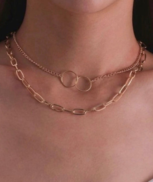 Chunky Layered Chain Link gold Necklace layered Poet Street Boutique 