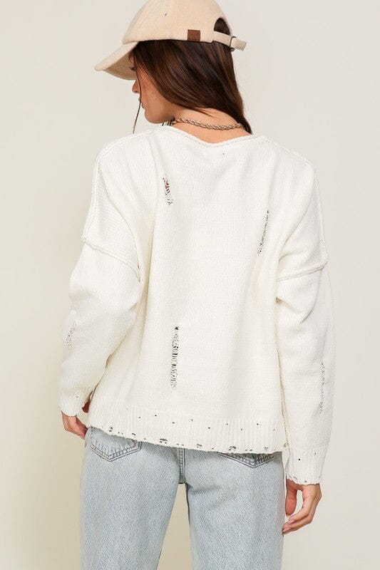 Distressed USA Logo Sweater TIMING Cream S 