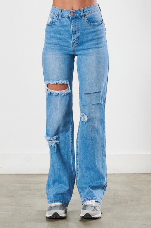 Distressed Wide Leg Jeans Vibrant M.i.U 