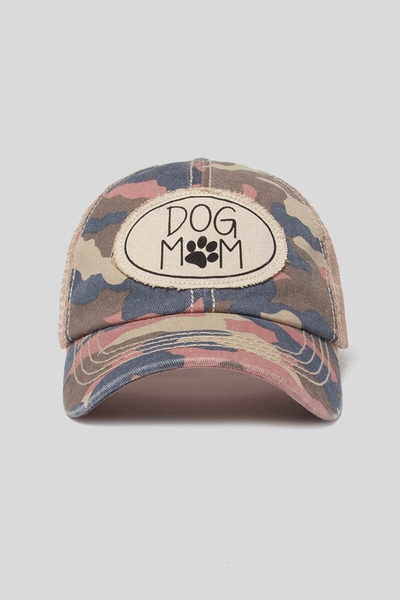 Dog Mom Camo Baseball Hat baseball cap Poet Street Boutique 