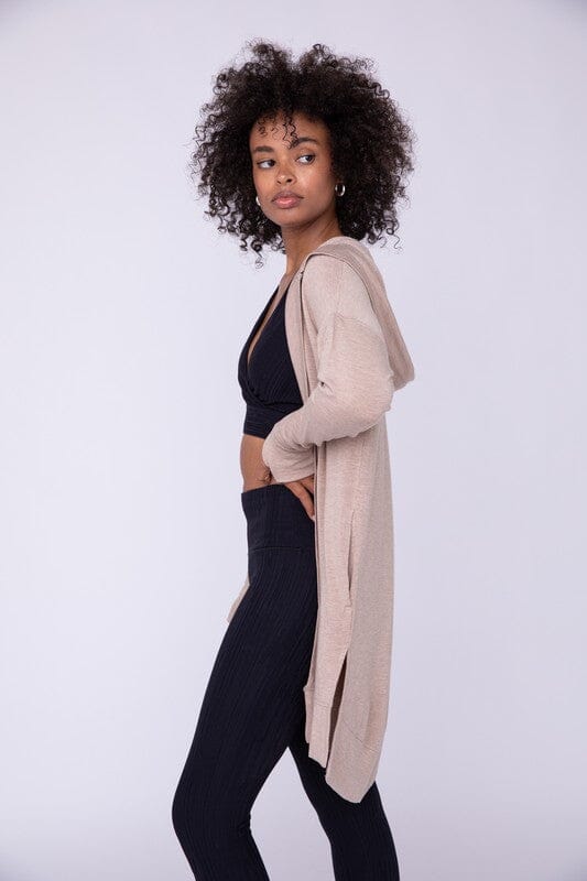 Longline Hooded Cardigan with Pockets cardigan Mono B 