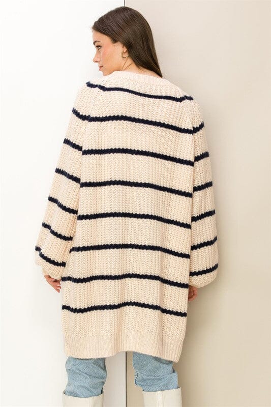 Made for Style Oversized Striped Sweater Cardigan cardigan sweater HYFVE 