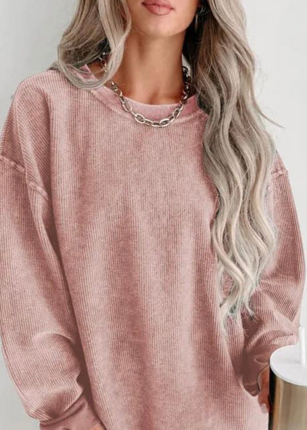 **PRE-ORDER*^ Ribbed Sweatshirts ribbed sweatshirt Poet Street Boutique Rose Small 