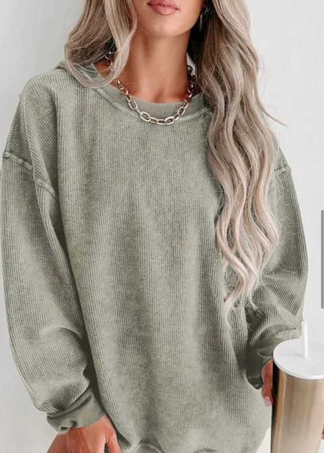 **PRE-ORDER*^ Ribbed Sweatshirts ribbed sweatshirt Poet Street Boutique Sage Small 