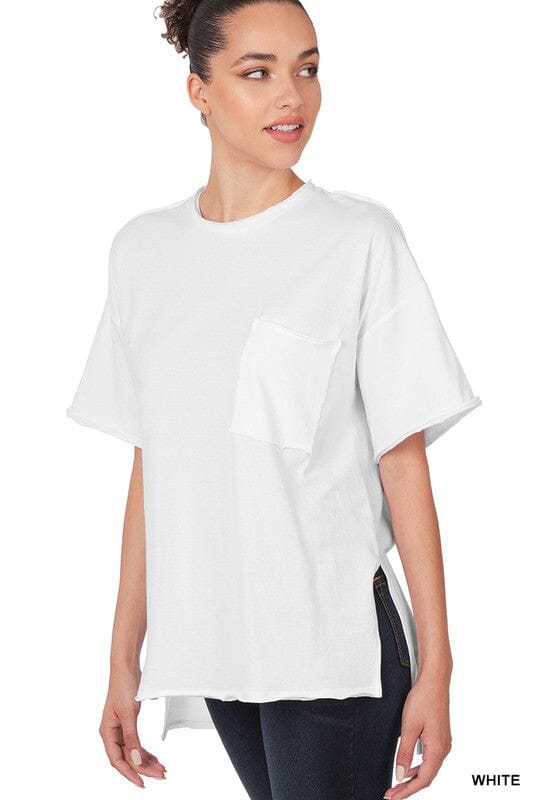 Raw Edge Boxy Tee short sleeve tee ZENANA 