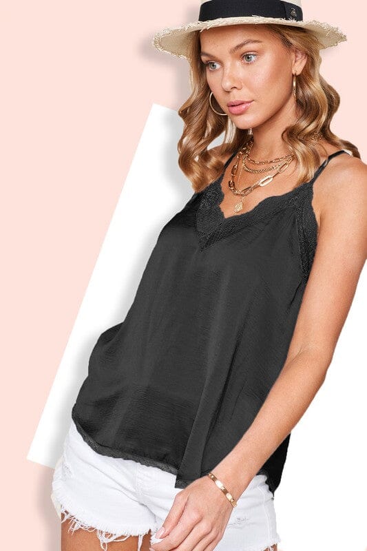 Scallop Camisole Top La Miel BLACK S 