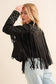 Studded Fringe Open Western Jacket studded jacket Blue B Black S 