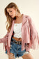 Studded Fringe Open Western Jacket studded jacket Blue B Blush S 