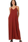 V-NECK CAMI MAXI DRESS WITH SIDE POCKETS ZENANA FIRED BRICK S 