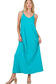 V-NECK CAMI MAXI DRESS WITH SIDE POCKETS ZENANA ICE BLUE S 