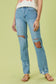 Vibrant M.I.U High Rise Cut Knee Wide Leg Jeans denim jeans Vibrant M.i.U 